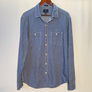American Eagle Outfitters Blue and White Striped Button-Down Shirt